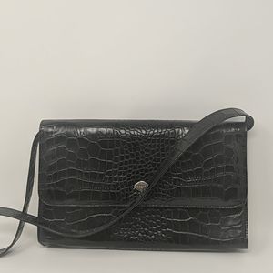 I Santi Women's Black Faux Crocodile Purse